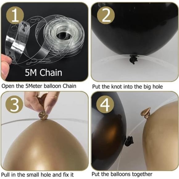 Black Gold Balloon Garland Arch Kit 121PCS, Confetti Balloons for Kids Birthday - Picture 3 of 6